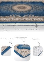 2'li Set Mavi Zeminde Göbekli Halı Motifli Kilim Desenli Avangarde Etnik Motifler  2'li Banyo & Mutfak Paspas Takımı Realhomes