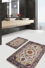 - PaspasTakimi-2li-Set1006-Gorsel - Realhomes 2'li Set Antika Zeminde Hereke Motifli Dokuma halı Desenli Avangarde Etnik Motifler 2'li Banyo & Mutfak Paspas Takımı Realhomes