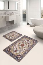 - PaspasTakimi-2li-Set1006-Gorsel-2 - Realhomes 2'li Set Antika Zeminde Hereke Motifli Dokuma halı Desenli Avangarde Etnik Motifler 2'li Banyo & Mutfak Paspas Takımı Realhomes