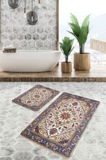 - PaspasTakimi-2li-Set1006-Gorsel-4 - Realhomes 2'li Set Antika Zeminde Hereke Motifli Dokuma halı Desenli Avangarde Etnik Motifler 2'li Banyo & Mutfak Paspas Takımı Realhomes