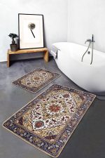 - PaspasTakimi-2li-Set1006-Gorsel-5 - Realhomes 2'li Set Antika Zeminde Hereke Motifli Dokuma halı Desenli Avangarde Etnik Motifler 2'li Banyo & Mutfak Paspas Takımı Realhomes