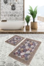 - PaspasTakimi-2li-Set1007-Gorsel-1 - Realhomes 2'li Set Otantik Zeminde Pers Motifli Geleneksel Desenli Avangarde Vintage 2'li Banyo & Mutfak Paspas Takımı Realhomes