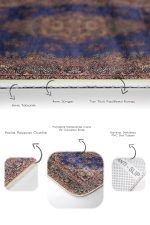 2'li Set Lacivert Zeminde Uşak Motifli Yöresel Desenli Avangarde Vintage  2'li Banyo & Mutfak Paspas Takımı Realhomes