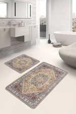 - PaspasTakimi-2li-Set1011-Gorsel - Realhomes 2'li Set Geleneksel Zeminde Göbekli Halı Motifli Etnik Desenli Etnik Motifler Eskitme Motifli 2'li Banyo & Mutfak Paspas Takımı Realhomes