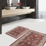 2'li Set Lacivert Zeminde Eskitme Motifli Etnik Desenli Eskitme Motifli Vintage  2'li Banyo & Mutfak Paspas Takımı Realhomes