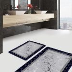 2'li Set Bej - Siyah Zeminde Etnik Motifli Geleneksel Desenli Etnik Motifler Geometrik  2'li Banyo & Mutfak Paspas Takımı Realhomes