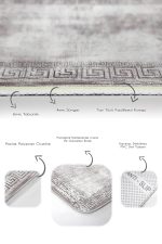 - PaspasTakimi-2li-Set1025-Gorsel-3 - Realhomes 2'li Set Krem - Gri Zeminde Çerçeveli Motifli Antik Desenli Geometrik Eskitme Motifli 2'li Banyo & Mutfak Paspas Takımı Realhomes