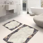 2'li Set Krem Zeminde Uşak Motifli Geleneksel Desenli Avangarde Eskitme Motifli  2'li Banyo & Mutfak Paspas Takımı Realhomes