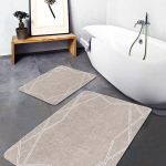 2'li Set Krem Zeminde Geleneksel Motifli Kilim Desenli Etnik Motifler Geometrik  2'li Banyo & Mutfak Paspas Takımı Realhomes