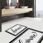 2'li Set Mavi Zeminde Kazayağı Motifli Geometrik Desenli Geometrik Sade & Şık  2'li Banyo & Mutfak Paspas Takımı Realhomes