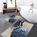 2'li Set Bej Zeminde Patchwork Motifli Çiçek Desenli Eskitme Motifli Vintage  2'li Banyo & Mutfak Paspas Takımı Realhomes