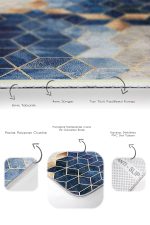 - PaspasTakimi-2li-Set1036-Gorsel-3 - Realhomes  2'li Set Lacivert - Gold Zeminde Mozaik Motifli Mermer Desenli Geometrik Klasik  2'li Banyo & Mutfak Paspas Takımı Realhomes