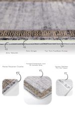 - PaspasTakimi-2li-Set1039-Gorsel-3 - Realhomes  2'li Set Gri - Bej Zeminde Çerçeveli Motifli Antik Desenli Geometrik Eskitme Motifli  2'li Banyo & Mutfak Paspas Takımı Realhomes