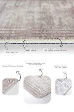 2'li Set Krem - Bej Zeminde Çerçeveli Motifli Eskitme Desenli Eskitme Motifli Sade & Şık  2'li Banyo & Mutfak Paspas Takımı Realhomes