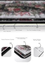 - PaspasTakimi-2li-Set1044-Gorsel-3 - Realhomes 2'li Set Siyah - Kırmızı Zeminde Çerçeveli Motifli Çiçek Desenli Floral Eskitme Motifli 2'li Banyo & Mutfak Paspas Takımı Realhomes