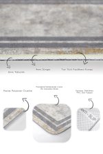 - PaspasTakimi-2li-Set1049-Gorsel-3 - Realhomes 2'li Set Gri - Krem Zeminde Çerçeveli Motifli Kanvas Desenli Sade & Şık Geometrik 2'li Banyo & Mutfak Paspas Takımı Realhomes