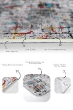 2'li Set Bej Zeminde Kanvas Motifli Eskitme Desenli Eskitme Motifli Modern  2'li Banyo & Mutfak Paspas Takımı Realhomes