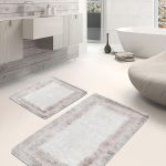 2'li Set Siyah - Süme Zeminde Kilim Motifli Eskitme Desenli Geometrik Eskitme Motifli  2'li Banyo & Mutfak Paspas Takımı Realhomes