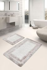 - PaspasTakimi-2li-Set1055-Gorsel - Realhomes  2'li Set Krem - Bej Zeminde Çerçeveli Motifli Dokuma Desenli Sade & Şık Eskitme Motifli  2'li Banyo & Mutfak Paspas Takımı Realhomes