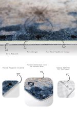 - PaspasTakimi-2li-Set1057-Gorsel-3 - Realhomes 2'li Set Mavi - Krem Zeminde Dokuma Halı Motifli Çiçek Desenli Floral Eskitme Motifli 2'li Banyo & Mutfak Paspas Takımı Realhomes