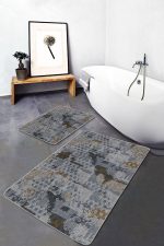 - PaspasTakimi-2li-Set1058-Gorsel-5 - Realhomes  2'li Set Gri Zeminde Eskitme Motifli Kanvas Desenli Eskitme Motifli Vintage  2'li Banyo & Mutfak Paspas Takımı Realhomes