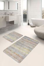 - PaspasTakimi-2li-Set1059-Gorsel-5 - Realhomes  2'li Set Krem - Ekru Zeminde Etnik Motifli Kilim Desenli Etnik Motifler Eskitme Motifli  2'li Banyo & Mutfak Paspas Takımı Realhomes