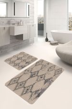 - PaspasTakimi-2li-Set1060-Gorsel-4 - Realhomes 2'li Set Kahverengi Zeminde Kilim Motifli Dokuma Desenli Etnik Motifler Vintage 2'li Banyo & Mutfak Paspas Takımı Realhomes