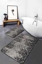 - PaspasTakimi-2li-Set1061-Gorsel-5 - Realhomes  2'li Set Siyah - Gri Zeminde Eskitme Motifli Antik Desenli Eskitme Motifli Geometrik  2'li Banyo & Mutfak Paspas Takımı Realhomes