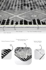 2'li Set Siyah - Gri Zeminde Eskitme Motifli Kilm Desenli Eskitme Motifli Geometrik  2'li Banyo & Mutfak Paspas Takımı Realhomes