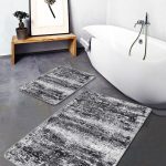 2'li Set Kahverengi Zeminde Geometrik Motifli Örgü Desenli Geometrik Sade & Şık  2'li Banyo & Mutfak Paspas Takımı Realhomes