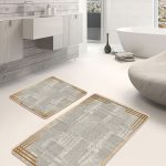 2'li Set Krem Zeminde Morrocan Motifli Otantik Desenli Geometrik Klasik  2'li Banyo & Mutfak Paspas Takımı Realhomes