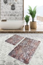 - PaspasTakimi-2li-Set1070-Gorsel - Realhomes  2'li Set Eskitme Zeminde Geometrik Motifli Kanvas Desenli Eskitme Motifli Geometrik  2'li Banyo & Mutfak Paspas Takımı Realhomes