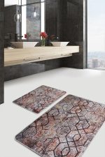 - PaspasTakimi-2li-Set1070-Gorsel-2 - Realhomes  2'li Set Eskitme Zeminde Geometrik Motifli Kanvas Desenli Eskitme Motifli Geometrik  2'li Banyo & Mutfak Paspas Takımı Realhomes