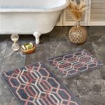 2'li Set Kahverengi Zeminde Hasır Motifli Jüt Desenli Vintage Klasik  2'li Banyo & Mutfak Paspas Takımı Realhomes