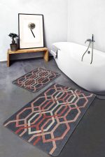 - PaspasTakimi-2li-Set1071-Gorsel-4 - Realhomes  2'li Set Kremit - Gri Zeminde Geometrik Motifli Örgü Desenli Geometrik Sade & Şık  2'li Banyo & Mutfak Paspas Takımı Realhomes