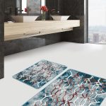 2'li Set Beyaz Zeminde Etnik Motifli Afrika Kadın Desenli Etnik Motifler Klasik  2'li Banyo & Mutfak Paspas Takımı Realhomes