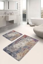 - PaspasTakimi-2li-Set1073-Gorsel-4 - Realhomes 2'li Set Kanvas Zeminde Suluboya Motifli Eskitme Desenli Eskitme Motifli Modern 2'li Banyo & Mutfak Paspas Takımı Realhomes