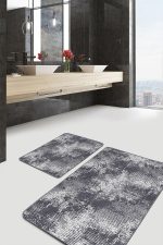 - PaspasTakimi-2li-Set1075-Gorsel-4 - Realhomes  2'li Set Gri - Siyah Zeminde Örme Motifli Eskitme Desenli Eskitme Motifli Sade & Şık  2'li Banyo & Mutfak Paspas Takımı Realhomes