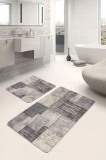 - PaspasTakimi-2li-Set1078-Gorsel-4 - Realhomes  2'li Set Krem - Kahverengi Zeminde Dokuma Halı Motifli Kilim Desenli Sade & Şık Klasik  2'li Banyo & Mutfak Paspas Takımı Realhomes