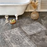 2'li Set Antika Zeminde Geometrik Motifli Eskitme Desenli Eskitme Motifli Vintage  2'li Banyo & Mutfak Paspas Takımı Realhomes