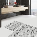 2'li Set Düz Renk Mavi 2'li Banyo & Mutfak Paspas Takımı Realhomes