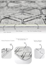 2'li Set Siyah - Gri Zeminde Geometrik Motifli Kilim Desenli Geometrik Sade & Şık  2'li Banyo & Mutfak Paspas Takımı Realhomes