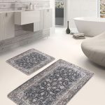 2'li Set Siyah Zeminde Yazı Motifli Grateful Desenli Klasik Sade & Şık  2'li Banyo & Mutfak Paspas Takımı Realhomes