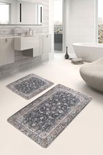 - PaspasTakimi-2li-Set1084-Gorsel - Realhomes 2'li Set Kahverengi Zeminde Kilim Motifli Geleneksel Desenli Avangarde Eskitme Motifli 2'li Banyo & Mutfak Paspas Takımı Realhomes