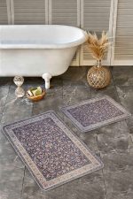 2'li Set Antika Zeminde Osmanlı Motifli Geleneksel Desenli Etnik Motifler Vintage  2'li Banyo & Mutfak Paspas Takımı Realhomes