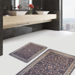 2'li Set Krem - Kahverengi Zeminde Dokuma Halı Motifli Kilim Desenli Sade & Şık Klasik  2'li Banyo & Mutfak Paspas Takımı Realhomes
