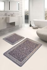 2'li Set Antika Zeminde Osmanlı Motifli Geleneksel Desenli Etnik Motifler Vintage  2'li Banyo & Mutfak Paspas Takımı Realhomes