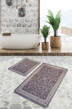 2'li Set Antika Zeminde Osmanlı Motifli Geleneksel Desenli Etnik Motifler Vintage  2'li Banyo & Mutfak Paspas Takımı Realhomes