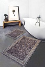 2'li Set Antika Zeminde Osmanlı Motifli Geleneksel Desenli Etnik Motifler Vintage  2'li Banyo & Mutfak Paspas Takımı Realhomes