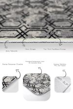 2'li Set Gri - Siyah Zeminde Eskitme Motifli Geometrik Desenli Geometrik Eskitme Motifli  2'li Banyo & Mutfak Paspas Takımı Realhomes